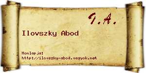 Ilovszky Abod névjegykártya